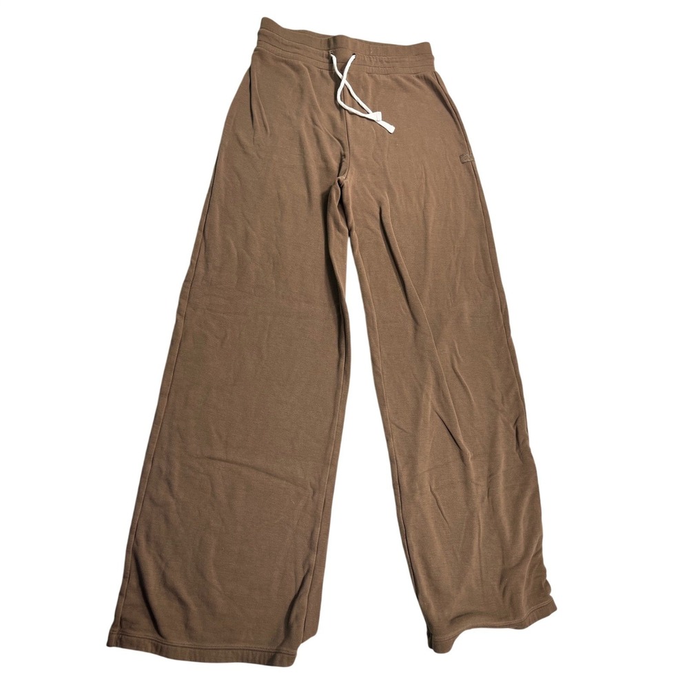 Glyder Womens XS Brown Wide Leg Sweatpants Lounge Pants Drawstring Fleece